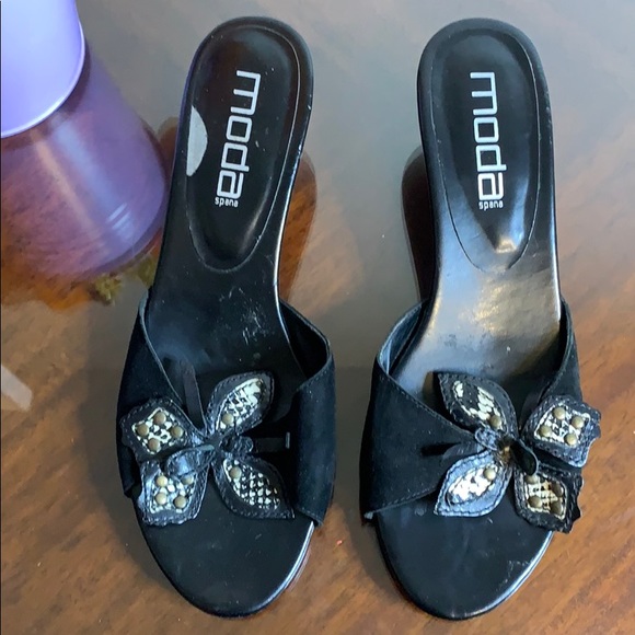 Moda Spana Suede Wedge Embellished Heels - Picture 1 of 8